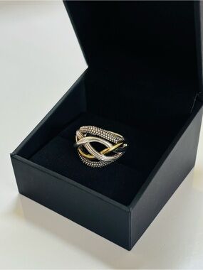LAGOS Caviar Ring Twisted Knot Sterling Silver and 18k Gold Size 7